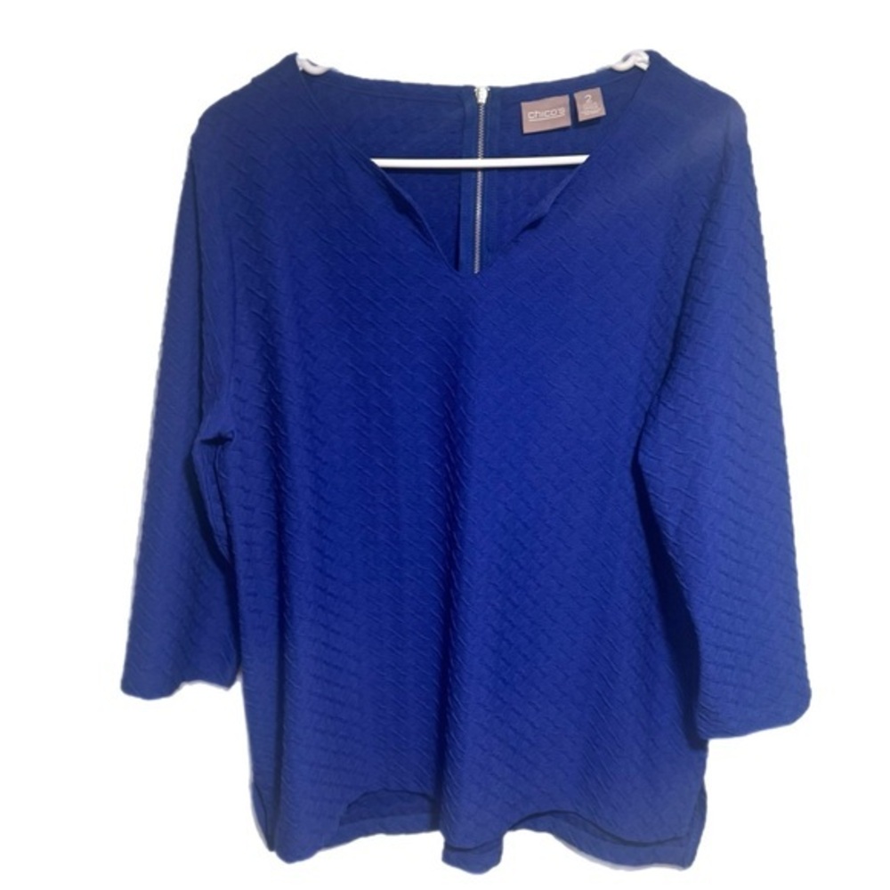 Chico's Vibrant Blue Textured Blouse